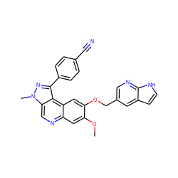 COc1cc2ncc3c(c(-c4ccc(C#N)cc4)nn3C)c2cc1OCc1cnc2[nH]ccc2c1 ZINC000169704799