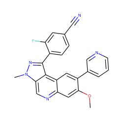 COc1cc2ncc3c(c(-c4ccc(C#N)cc4F)nn3C)c2cc1-c1cccnc1 ZINC000169704848