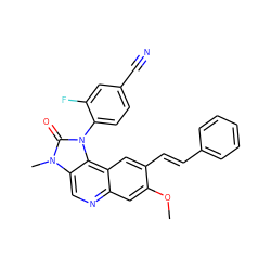 COc1cc2ncc3c(c2cc1/C=C/c1ccccc1)n(-c1ccc(C#N)cc1F)c(=O)n3C ZINC000113414882