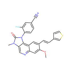 COc1cc2ncc3c(c2cc1/C=C/c1ccsc1)n(-c1ccc(C#N)cc1F)c(=O)n3C ZINC000113241013