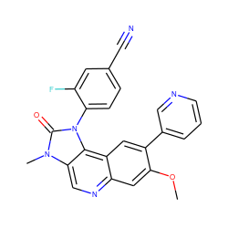 COc1cc2ncc3c(c2cc1-c1cccnc1)n(-c1ccc(C#N)cc1F)c(=O)n3C ZINC000113415214