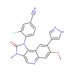 COc1cc2ncc3c(c2cc1-c1cn[nH]c1)n(-c1ccc(C#N)cc1F)c(=O)n3C ZINC000113412901