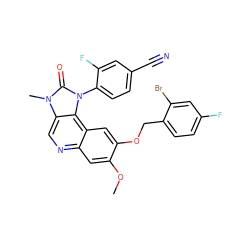 COc1cc2ncc3c(c2cc1OCc1ccc(F)cc1Br)n(-c1ccc(C#N)cc1F)c(=O)n3C ZINC000149655734