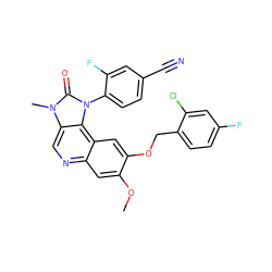 COc1cc2ncc3c(c2cc1OCc1ccc(F)cc1Cl)n(-c1ccc(C#N)cc1F)c(=O)n3C ZINC000113415390