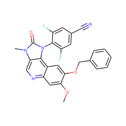 COc1cc2ncc3c(c2cc1OCc1ccccc1)n(-c1c(F)cc(C#N)cc1F)c(=O)n3C ZINC000145855733