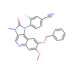 COc1cc2ncc3c(c2cc1OCc1ccccc1)n(-c1ccc(C#N)cc1F)c(=O)n3C ZINC000113239247