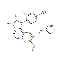 COc1cc2ncc3c(c2cc1OCc1ccsc1)n(-c1ccc(C#N)cc1F)c(=O)n3C ZINC000113241905