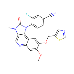 COc1cc2ncc3c(c2cc1OCc1cncs1)n(-c1ccc(C#N)cc1F)c(=O)n3C ZINC000113242235