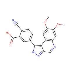 COc1cc2ncc3n[nH]c(-c4ccc(C#N)c(C(=O)O)c4)c3c2cc1OC ZINC000169704845