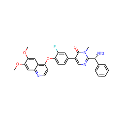 COc1cc2nccc(Oc3ccc(-c4cnc([C@H](N)c5ccccc5)n(C)c4=O)cc3F)c2cc1OC ZINC000036489455