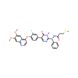 COc1cc2nccc(Oc3ccc(-c4cnc([C@H](NC(=O)CCSC)c5ccccc5)n(C)c4=O)cc3F)c2cc1OC ZINC000042806226