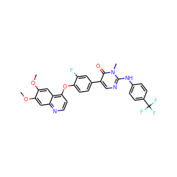 COc1cc2nccc(Oc3ccc(-c4cnc(Nc5ccc(C(F)(F)F)cc5)n(C)c4=O)cc3F)c2cc1OC ZINC000044305631