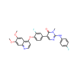 COc1cc2nccc(Oc3ccc(-c4cnc(Nc5ccc(F)cc5)n(C)c4=O)cc3F)c2cc1OC ZINC000033969099