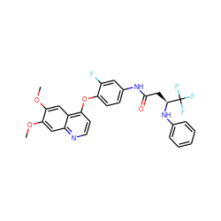 COc1cc2nccc(Oc3ccc(NC(=O)C[C@H](Nc4ccccc4)C(F)(F)F)cc3F)c2cc1OC ZINC000049762522