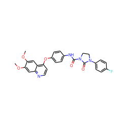 COc1cc2nccc(Oc3ccc(NC(=O)N4CCN(c5ccc(F)cc5)C4=O)cc3)c2cc1OC ZINC000045298984