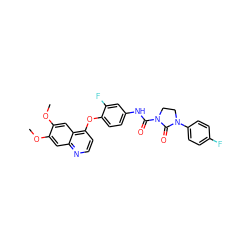 COc1cc2nccc(Oc3ccc(NC(=O)N4CCN(c5ccc(F)cc5)C4=O)cc3F)c2cc1OC ZINC000045284197