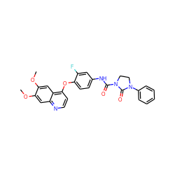 COc1cc2nccc(Oc3ccc(NC(=O)N4CCN(c5ccccc5)C4=O)cc3F)c2cc1OC ZINC000045286736