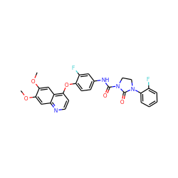 COc1cc2nccc(Oc3ccc(NC(=O)N4CCN(c5ccccc5F)C4=O)cc3F)c2cc1OC ZINC000045289273