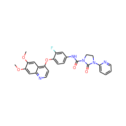 COc1cc2nccc(Oc3ccc(NC(=O)N4CCN(c5ccccn5)C4=O)cc3F)c2cc1OC ZINC000045287449