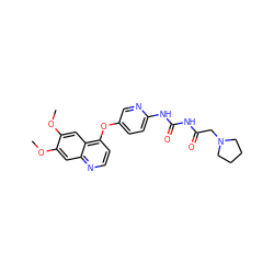 COc1cc2nccc(Oc3ccc(NC(=O)NC(=O)CN4CCCC4)nc3)c2cc1OC ZINC000035934761