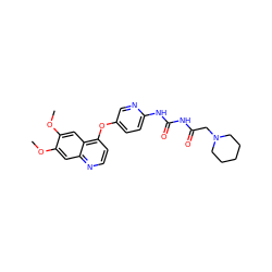 COc1cc2nccc(Oc3ccc(NC(=O)NC(=O)CN4CCCCC4)nc3)c2cc1OC ZINC000040863188