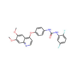 COc1cc2nccc(Oc3ccc(NC(=O)Nc4cc(F)ccc4F)cc3)c2cc1OC ZINC000013610130