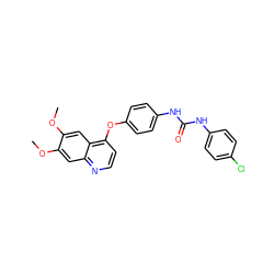 COc1cc2nccc(Oc3ccc(NC(=O)Nc4ccc(Cl)cc4)cc3)c2cc1OC ZINC000013610119