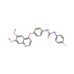 COc1cc2nccc(Oc3ccc(NC(=O)Nc4ccc(F)cc4)cc3)c2cc1OC ZINC000013610068