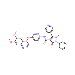 COc1cc2nccc(Oc3ccc(NC(=O)c4c(-c5ccncc5)n(C)n(-c5ccccc5)c4=O)nc3)c2cc1OC ZINC000113299168