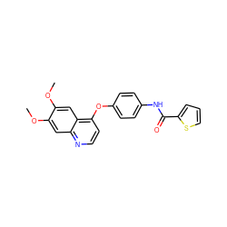 COc1cc2nccc(Oc3ccc(NC(=O)c4cccs4)cc3)c2cc1OC ZINC000013859498