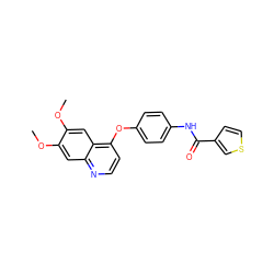 COc1cc2nccc(Oc3ccc(NC(=O)c4ccsc4)cc3)c2cc1OC ZINC000144129255