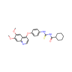 COc1cc2nccc(Oc3ccc(NC(=S)NC(=O)C4CCCCC4)cc3)c2cc1OC ZINC000013684361