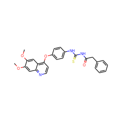 COc1cc2nccc(Oc3ccc(NC(=S)NC(=O)Cc4ccccc4)cc3)c2cc1OC ZINC000013684365