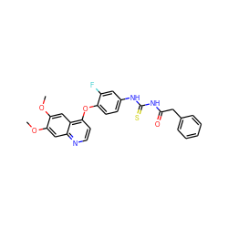 COc1cc2nccc(Oc3ccc(NC(=S)NC(=O)Cc4ccccc4)cc3F)c2cc1OC ZINC000001491420