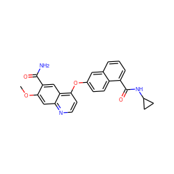 COc1cc2nccc(Oc3ccc4c(C(=O)NC5CC5)cccc4c3)c2cc1C(N)=O ZINC000029134537