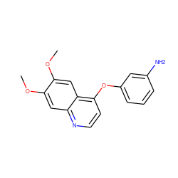 COc1cc2nccc(Oc3cccc(N)c3)c2cc1OC ZINC000013859457