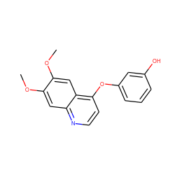 COc1cc2nccc(Oc3cccc(O)c3)c2cc1OC ZINC000013859452