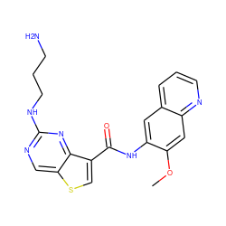 COc1cc2ncccc2cc1NC(=O)c1csc2cnc(NCCCN)nc12 ZINC000113651813