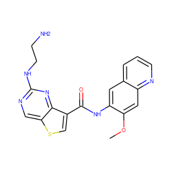 COc1cc2ncccc2cc1NC(=O)c1csc2cnc(NCCN)nc12 ZINC000113652902