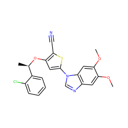 COc1cc2ncn(-c3cc(O[C@H](C)c4ccccc4Cl)c(C#N)s3)c2cc1OC ZINC000035998102