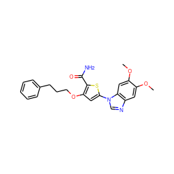 COc1cc2ncn(-c3cc(OCCCc4ccccc4)c(C(N)=O)s3)c2cc1OC ZINC000040406434