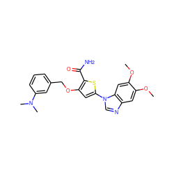 COc1cc2ncn(-c3cc(OCc4cccc(N(C)C)c4)c(C(N)=O)s3)c2cc1OC ZINC000040914646