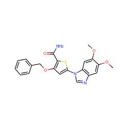 COc1cc2ncn(-c3cc(OCc4ccccc4)c(C(N)=O)s3)c2cc1OC ZINC000040917157