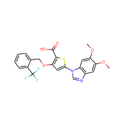 COc1cc2ncn(-c3cc(OCc4ccccc4C(F)(F)F)c(C(=O)O)s3)c2cc1OC ZINC000040901108