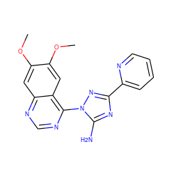 COc1cc2ncnc(-n3nc(-c4ccccn4)nc3N)c2cc1OC ZINC000070466460