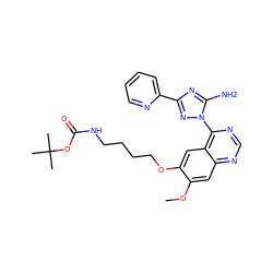 COc1cc2ncnc(-n3nc(-c4ccccn4)nc3N)c2cc1OCCCCNC(=O)OC(C)(C)C ZINC000653691207