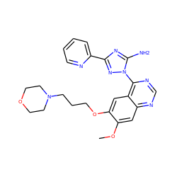 COc1cc2ncnc(-n3nc(-c4ccccn4)nc3N)c2cc1OCCCN1CCOCC1 ZINC000653689027