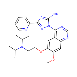 COc1cc2ncnc(-n3nc(-c4ccccn4)nc3N)c2cc1OCCN(C(C)C)C(C)C ZINC000653689440