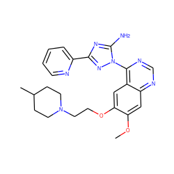 COc1cc2ncnc(-n3nc(-c4ccccn4)nc3N)c2cc1OCCN1CCC(C)CC1 ZINC000653689404