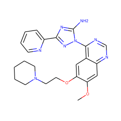 COc1cc2ncnc(-n3nc(-c4ccccn4)nc3N)c2cc1OCCN1CCCCC1 ZINC000653691271